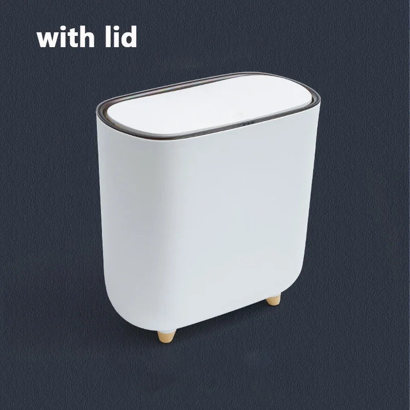 Narrow Trash Can Press Swing Lid – 18L Small Space Waste Bin