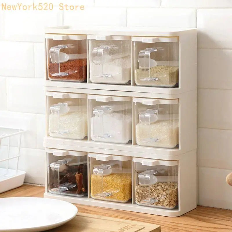 Transparent 3-Compartment Seasoning Box | Stackable Spice Storage