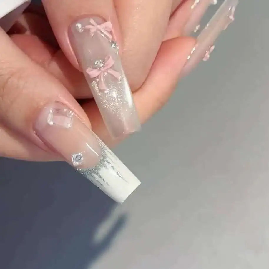 50PCS Pink 3D Bowknot Nail Art Charms – Ribbon Bow DIY Decor