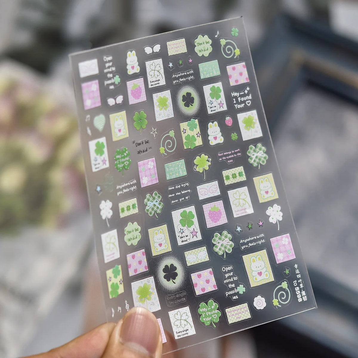 Lucky Clover Spring Flower Shining Self-Adhesive Nail Art Stickers