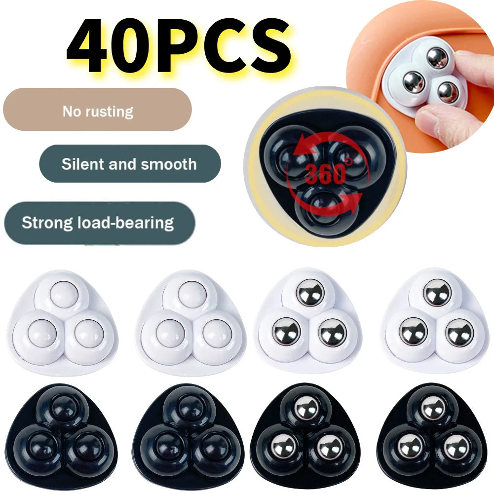 40-Pack Self-Adhesive 360° Swivel Caster Wheels – No Drill