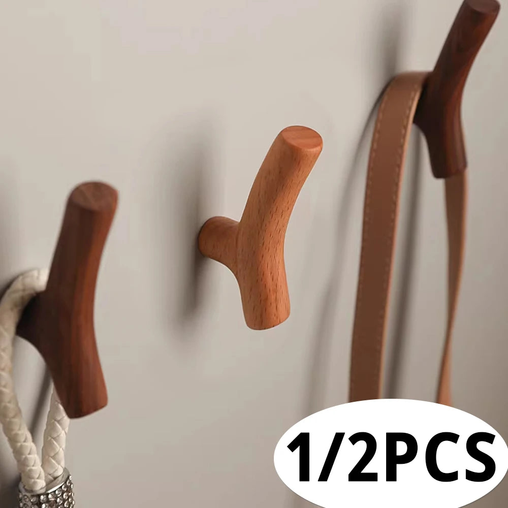 Tree Branch Wooden Wall Hook – Coat, Bag & Key Organizer