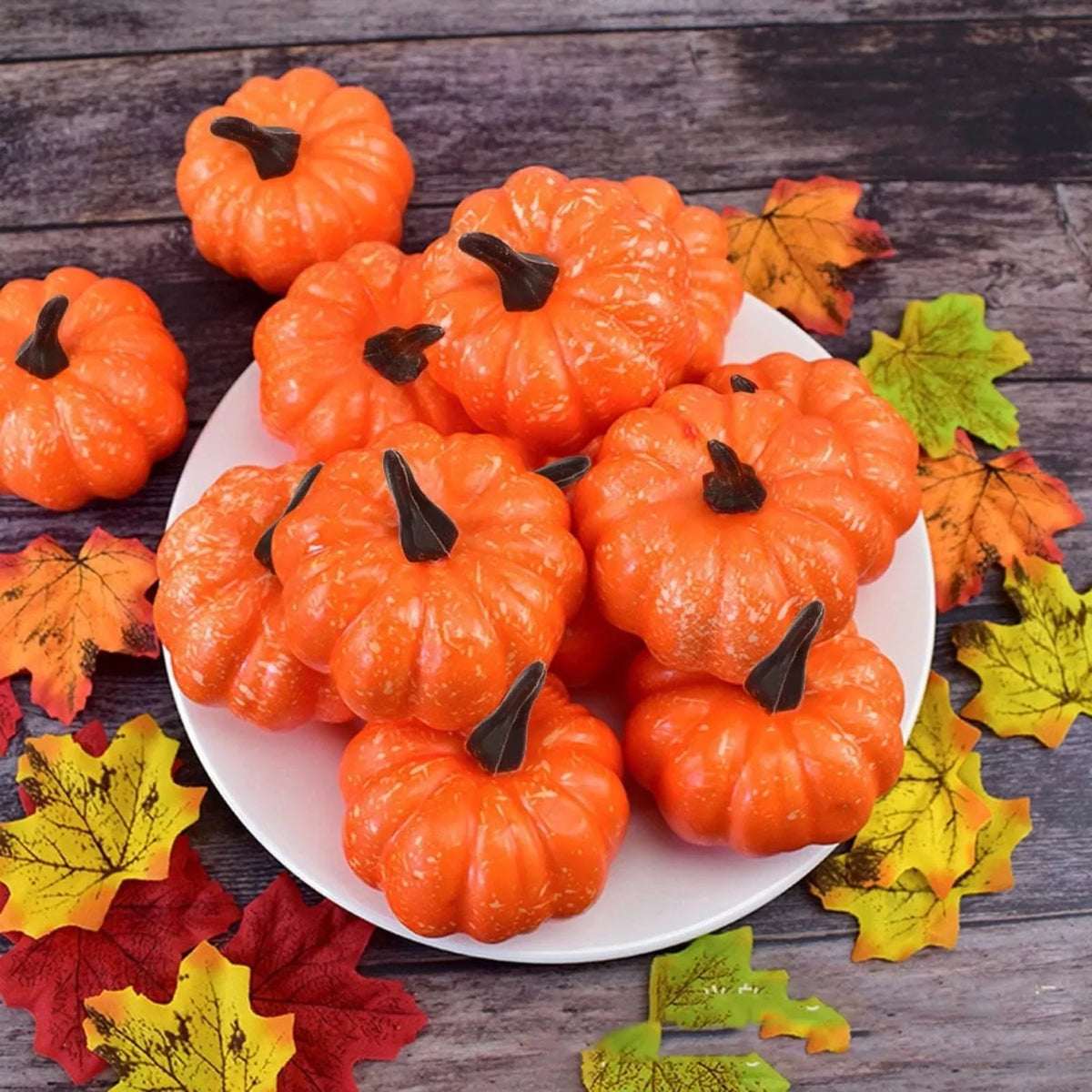 12-Pack Foam Artificial Pumpkins – Halloween Fall Harvest Décor
