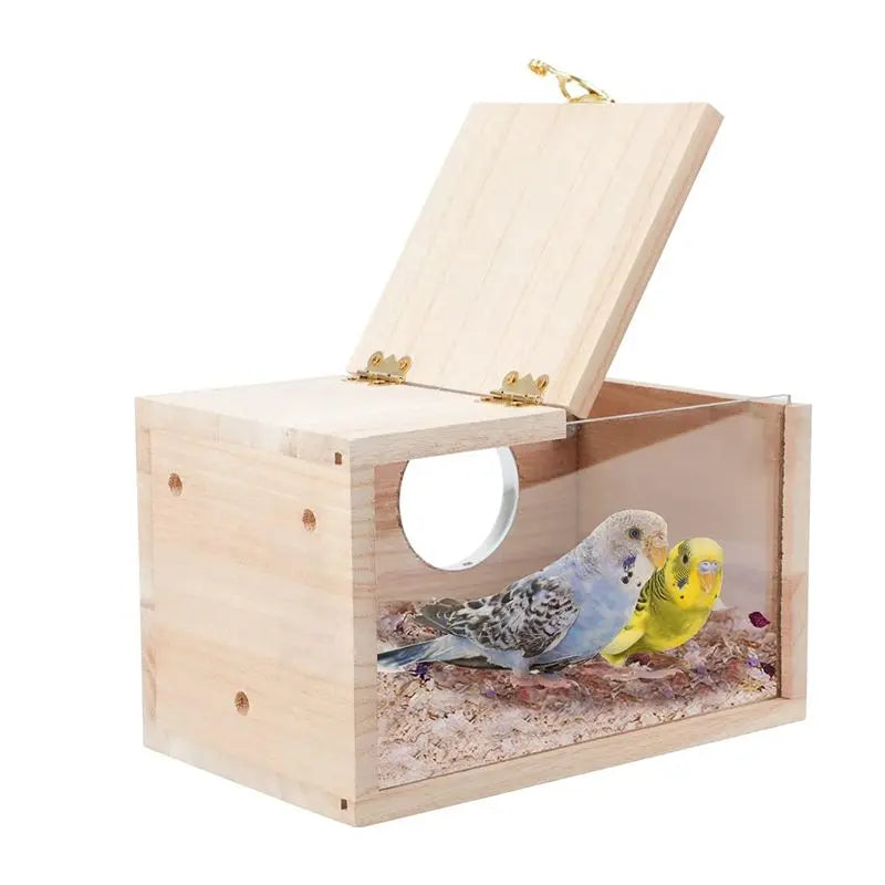 Transparent Wood Parakeet Nesting Box 2-Pack – Cage Breeding