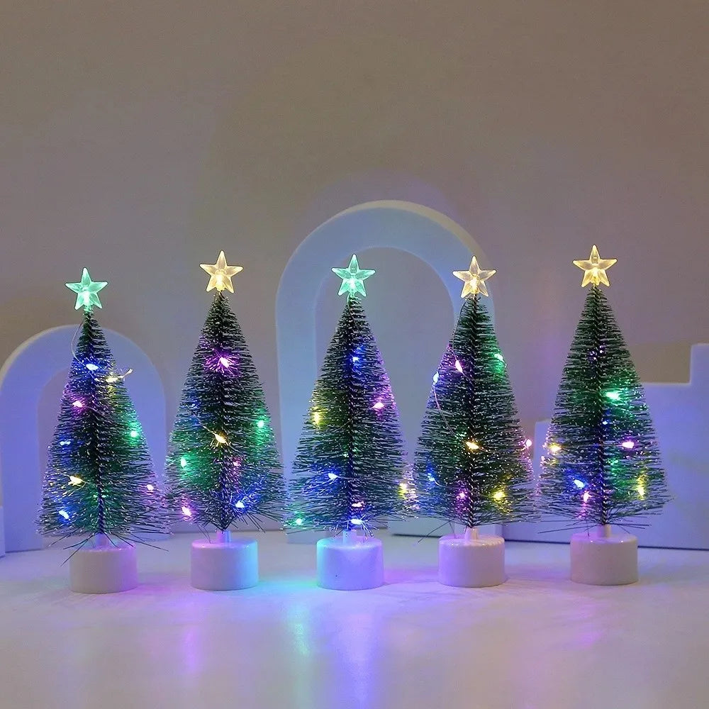 Mini LED Christmas Tree Tabletop Ornament with Star & Lights