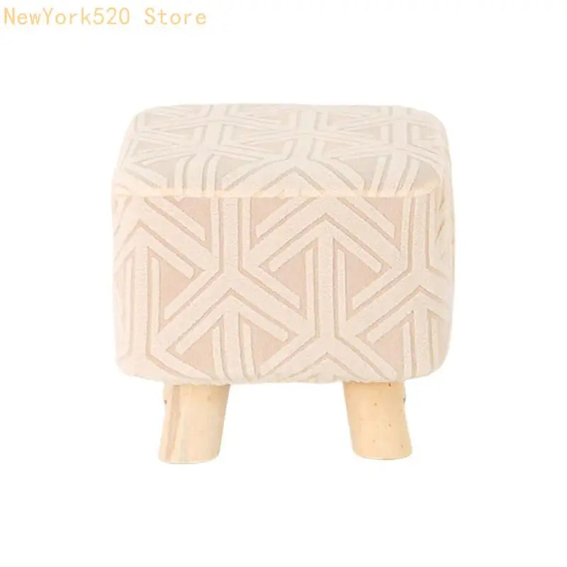 Square Footstool Slipcover – Soft Polyester, Elastic & Washable