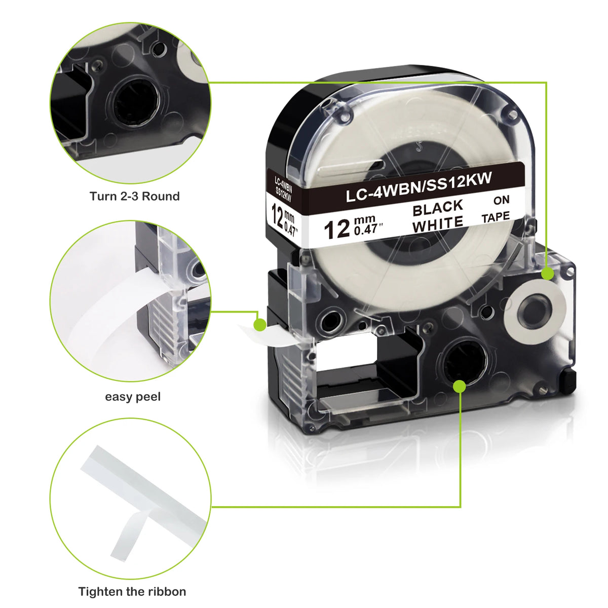10-Pack 6mm Label Tape Compatible Epson & KingJim LW-300 LW-400