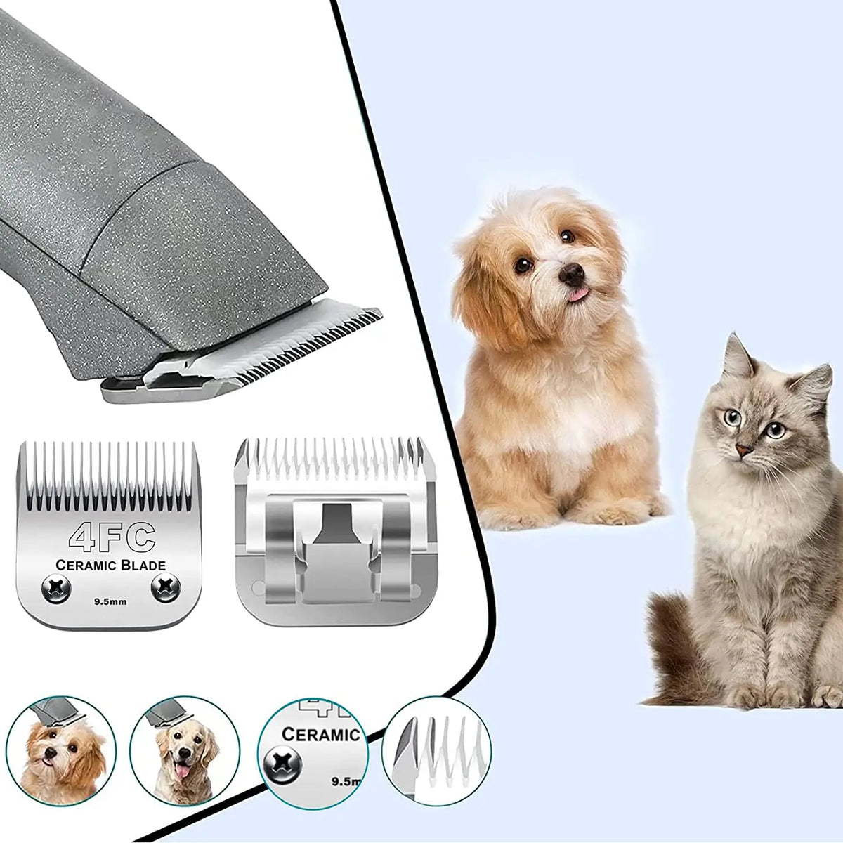 4FC A5 Detachable Pet Clipper Blades – Ceramic & Steel