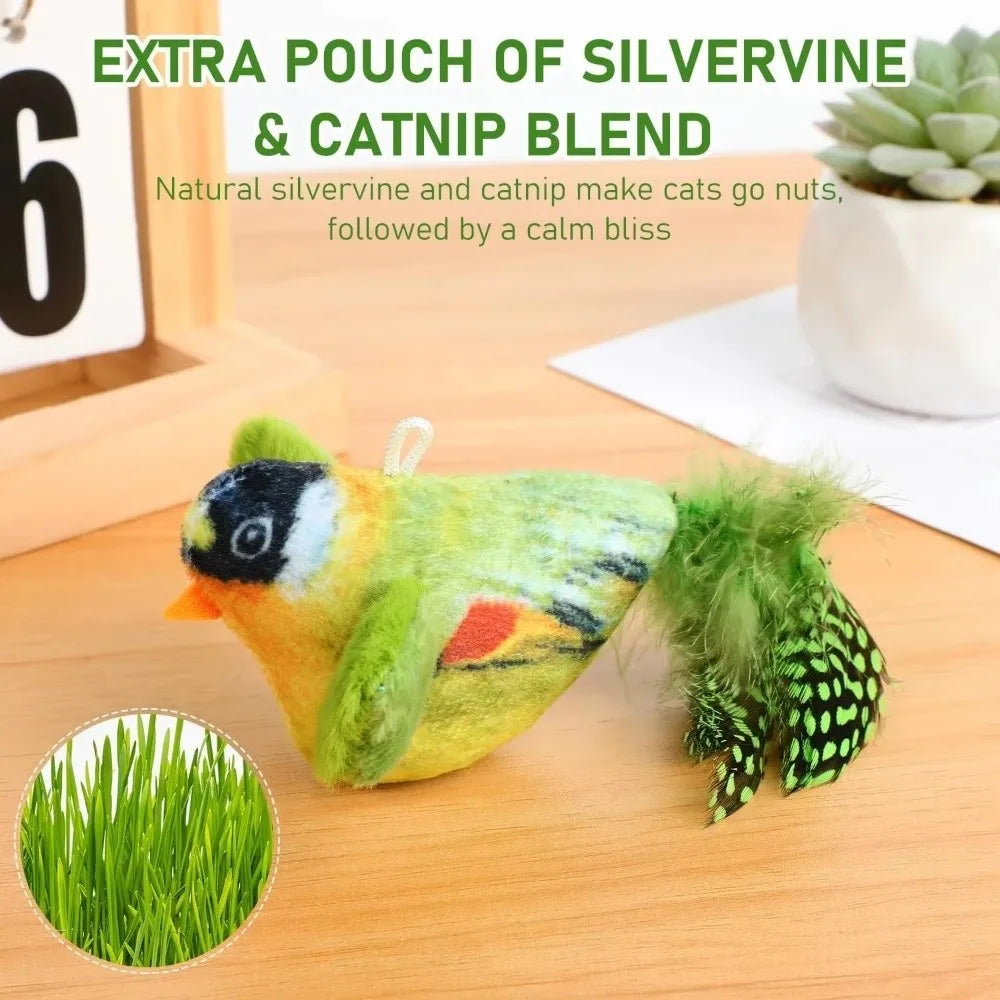 Flying Bird Cat Toy – Chirping Interactive Plush Bird