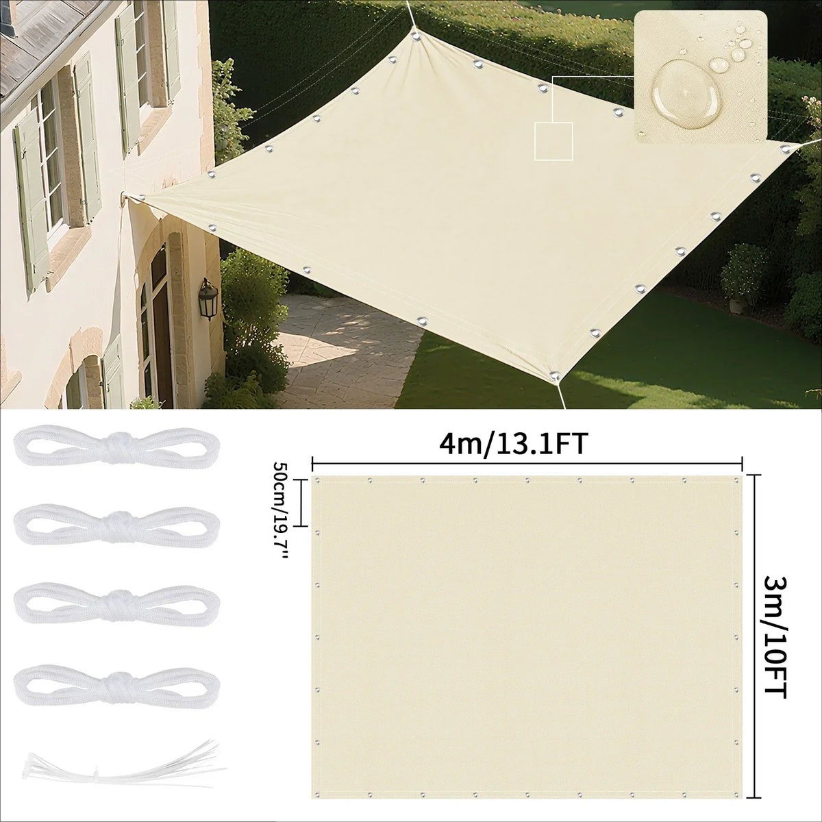 Waterproof Sun Shade Sail with Eyelets – UV Canopy Awning