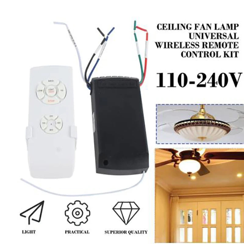 Universal Ceiling Fan Remote Control Kit with Timer 110-240V