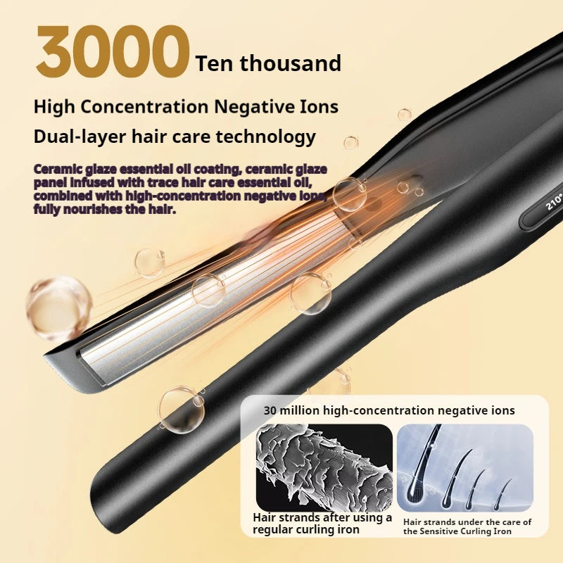 Mini Hair Straightener Flat Iron – 2-in-1 Negative Ion Curler
