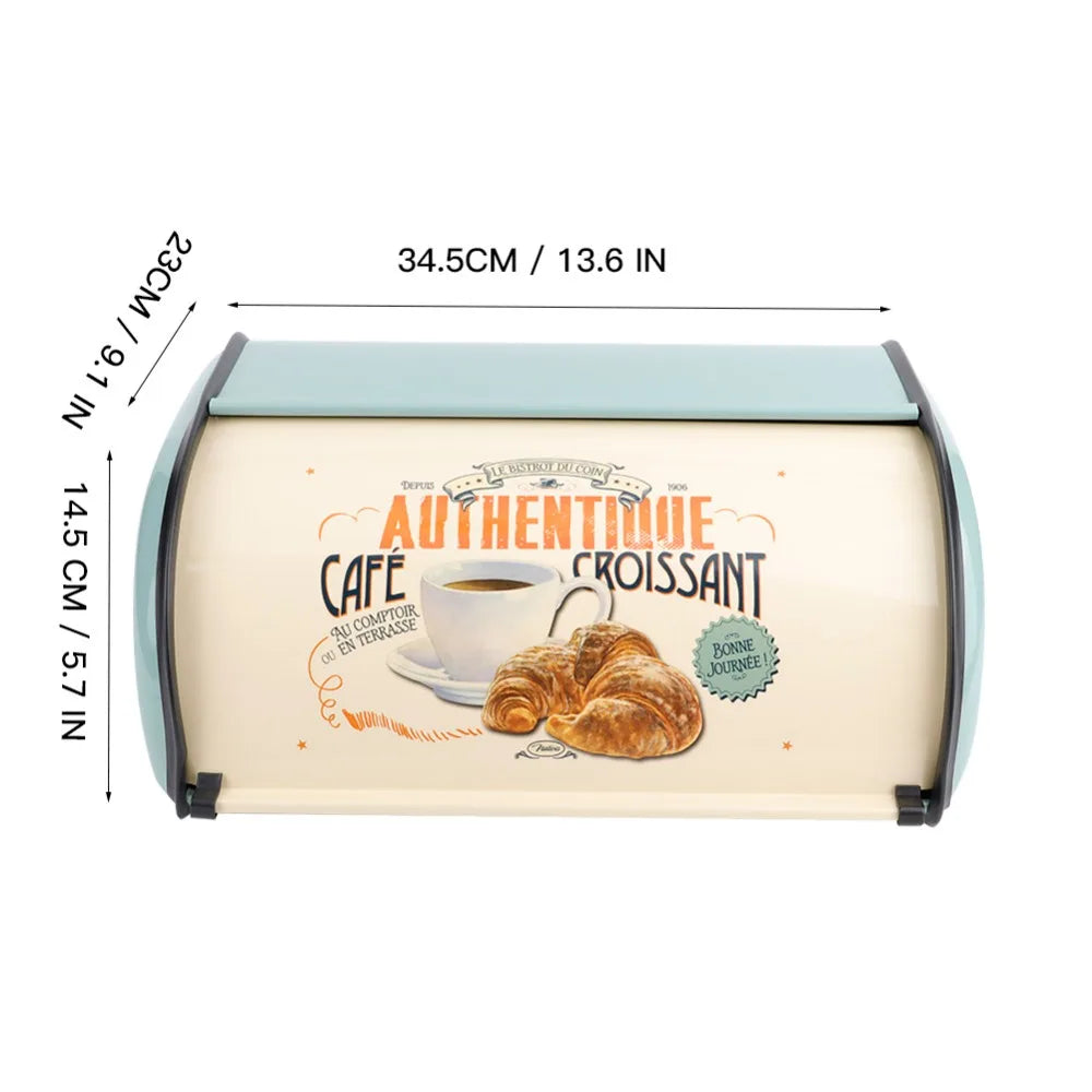 Large Metal Roll Top Bread Box 4.5L – Red & Blue Kitchen Storage