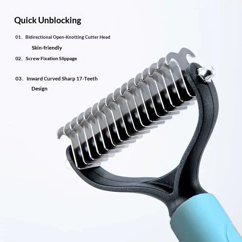 Pet Dematting Comb – Double-Sided Dog & Cat Grooming Brush