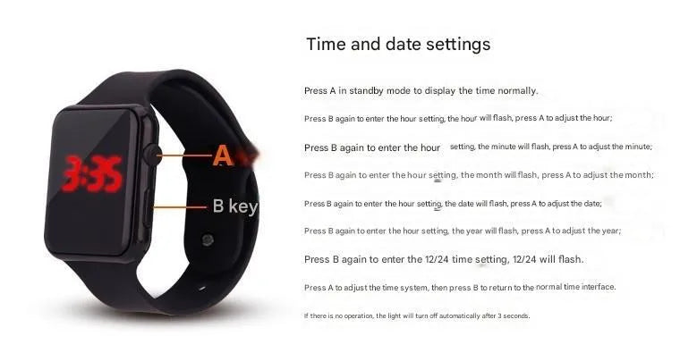 Square LED Digital Sport Watch Unisex – Silicone Strap Silver