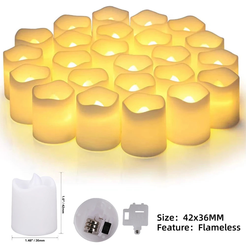 12/24 Pack Flameless LED Tea Light Candles Battery Operated