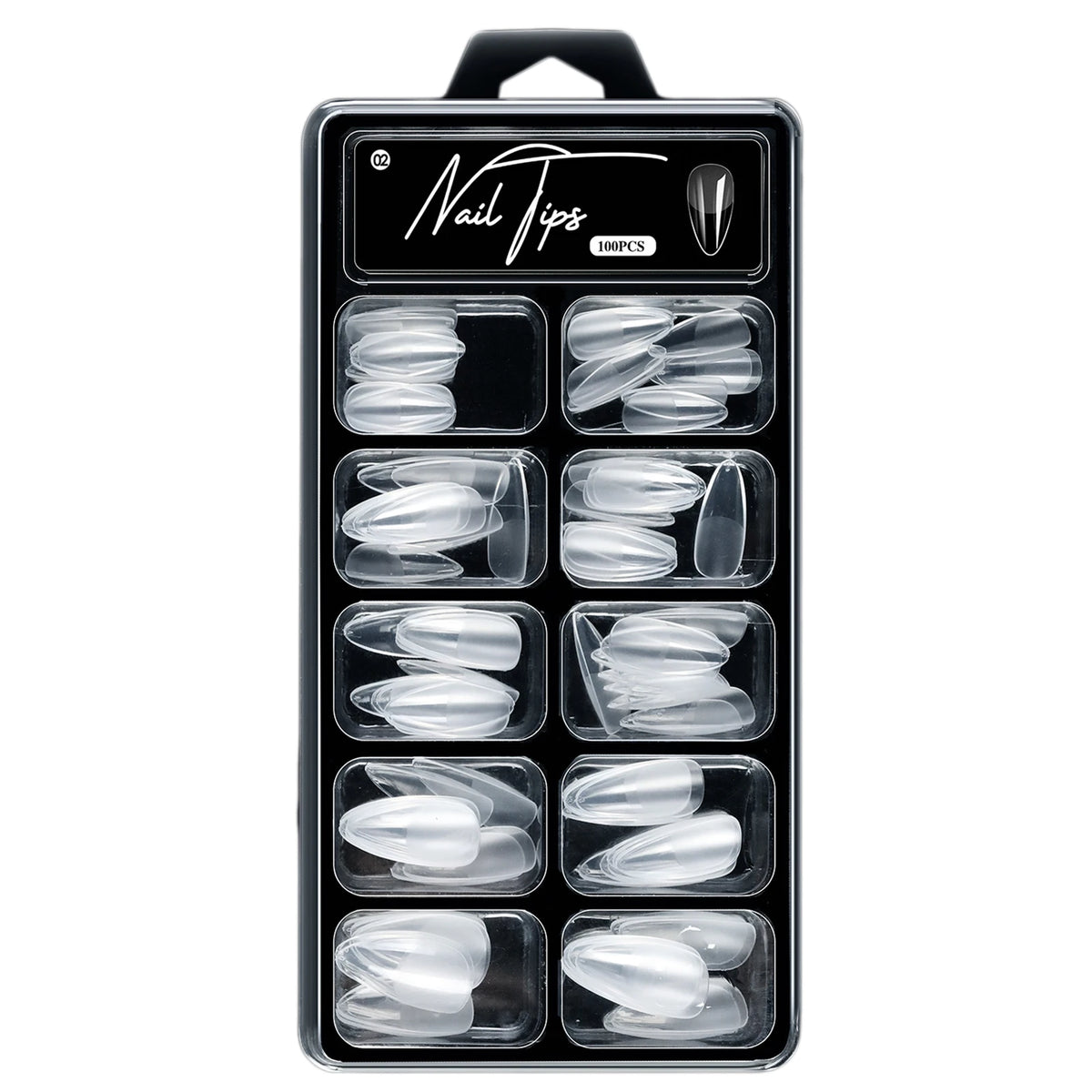 100pcs Clear Coffin Fake Nails Pre-Etched Full Cover Tips