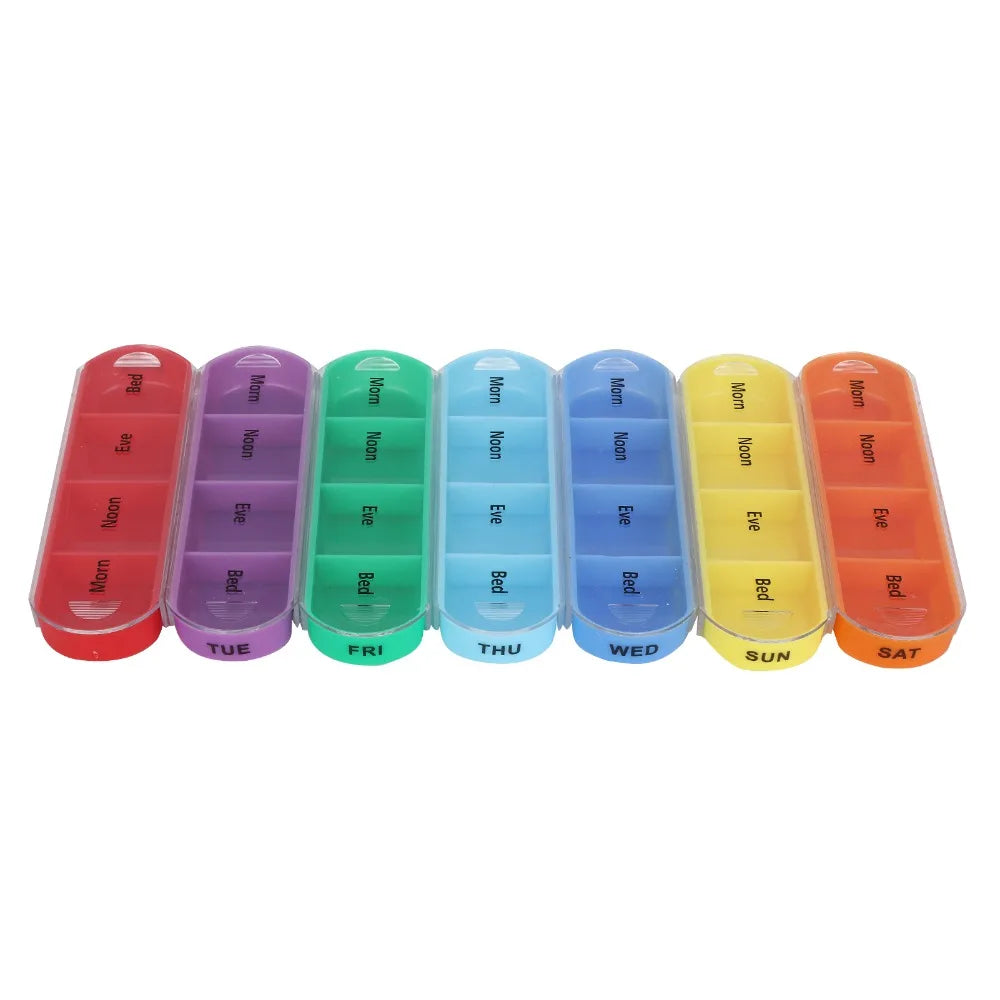 28-Grid Weekly Pill Organizer 4x Daily with Travel Bag