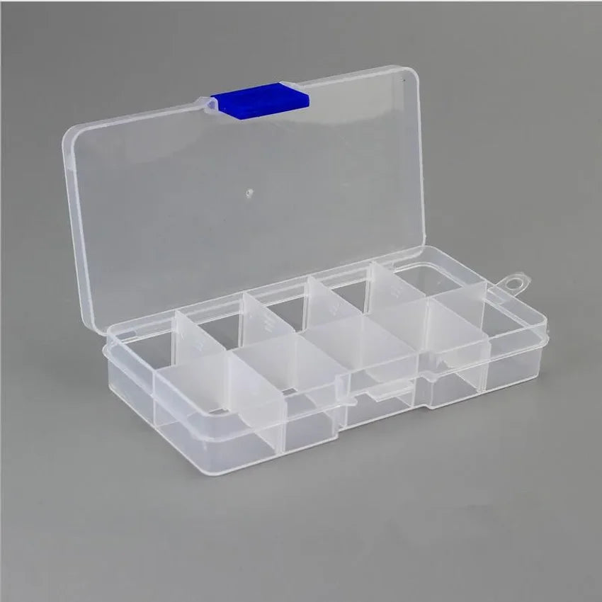10-Slot Adjustable Plastic Jewelry Organizer Box – Bead Storage
