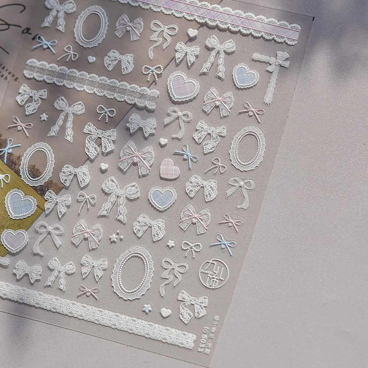 5D Embossed Nail Stickers Retro Floral Picture Frame Nail Art