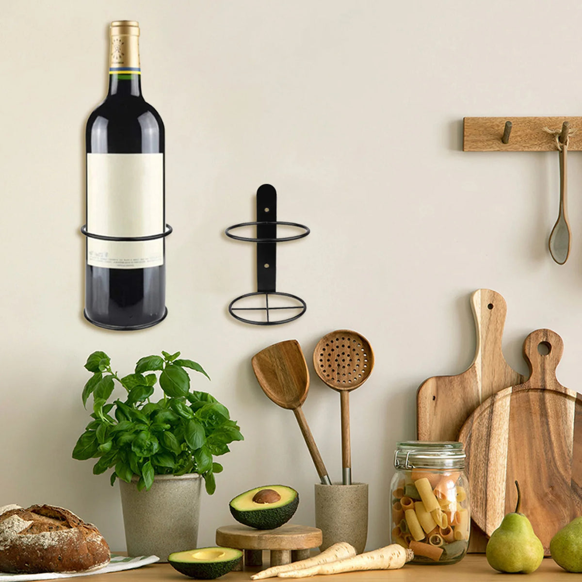Wall Mounted Iron Wine Bottle Rack – Home Bar & Kitchen