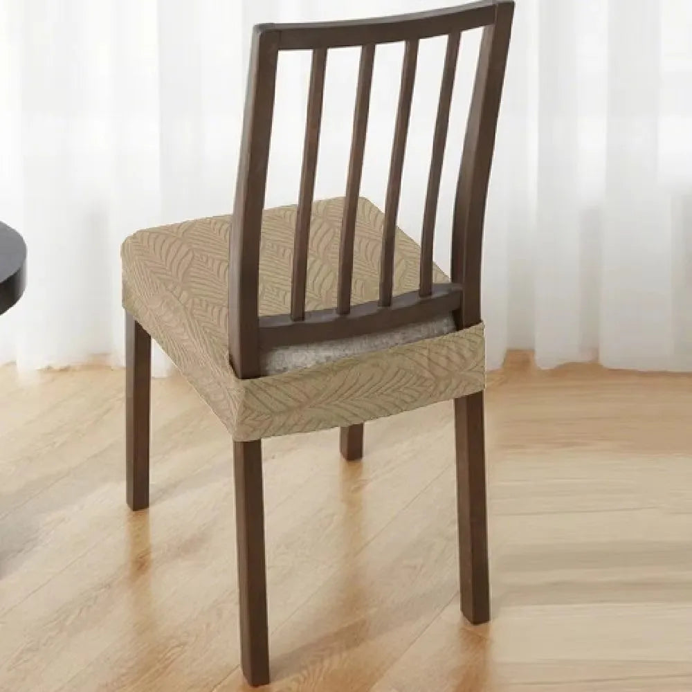 Stretch Fit Dining Chair Seat Covers – Leaf Pattern Washable