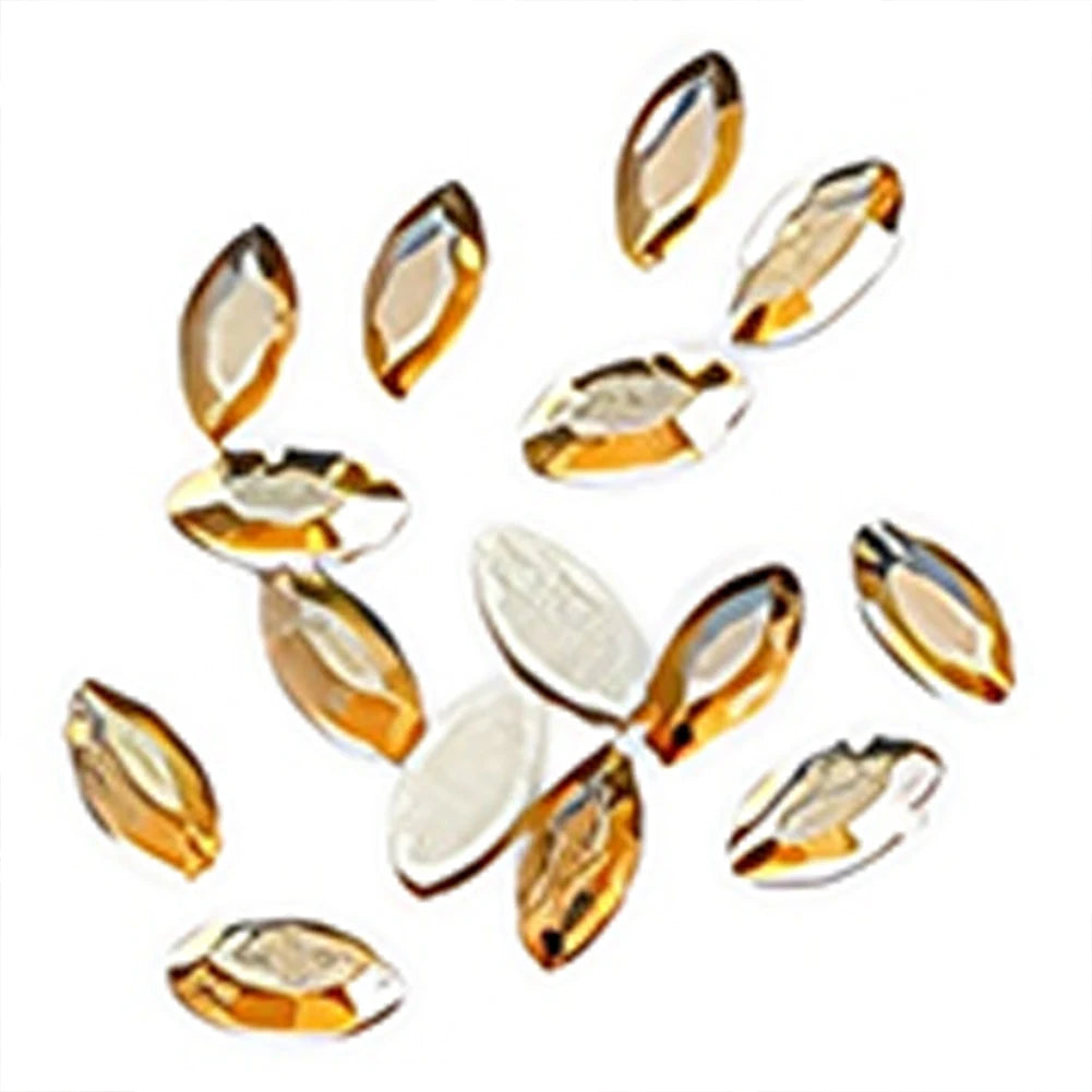 100pcs Champagne Gold Nail Rhinestones – Irregular Crystal Gems Set
