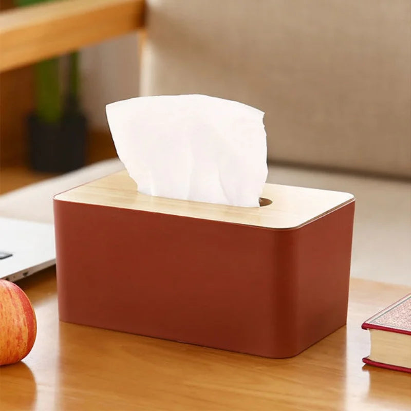 Wooden Lid Tissue Box Waterproof Desktop Napkin Holder