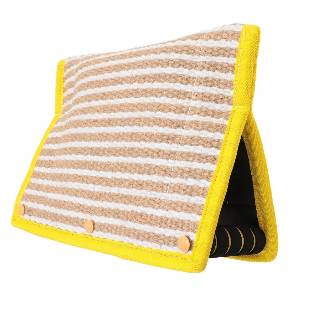Dog Bite Pillow Tug Pad – Rough Woven Linen Multi-Handle Trainer