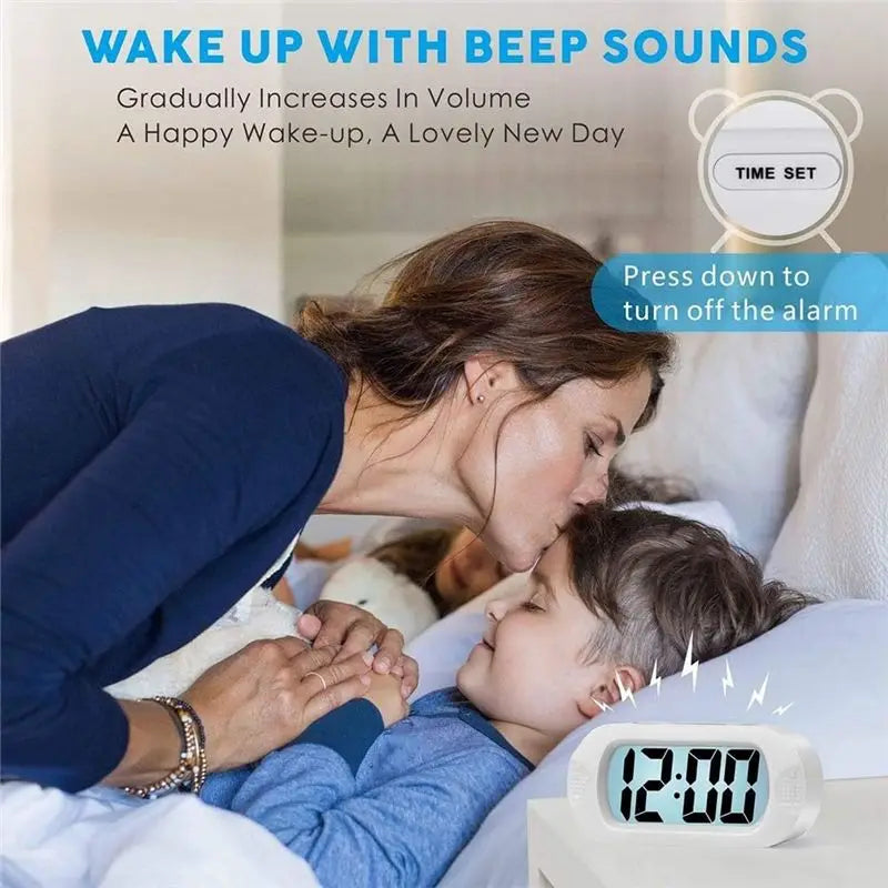 VIBE Digital Alarm Clock Large LCD Night Light Travel