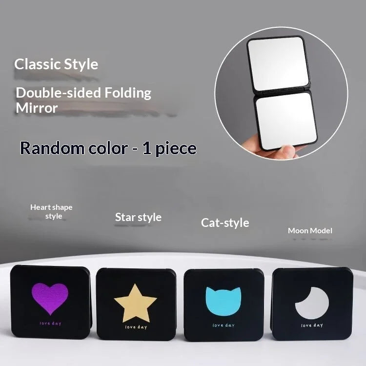 Foldable Pocket Makeup Mirror Cute Cartoon Design for Travel