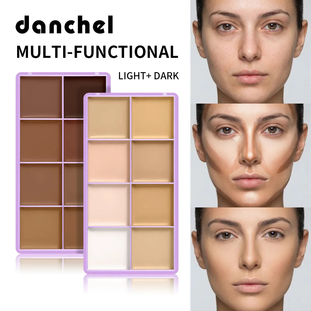 8-Color Full Coverage Matte Cream Concealer Palette + Brush