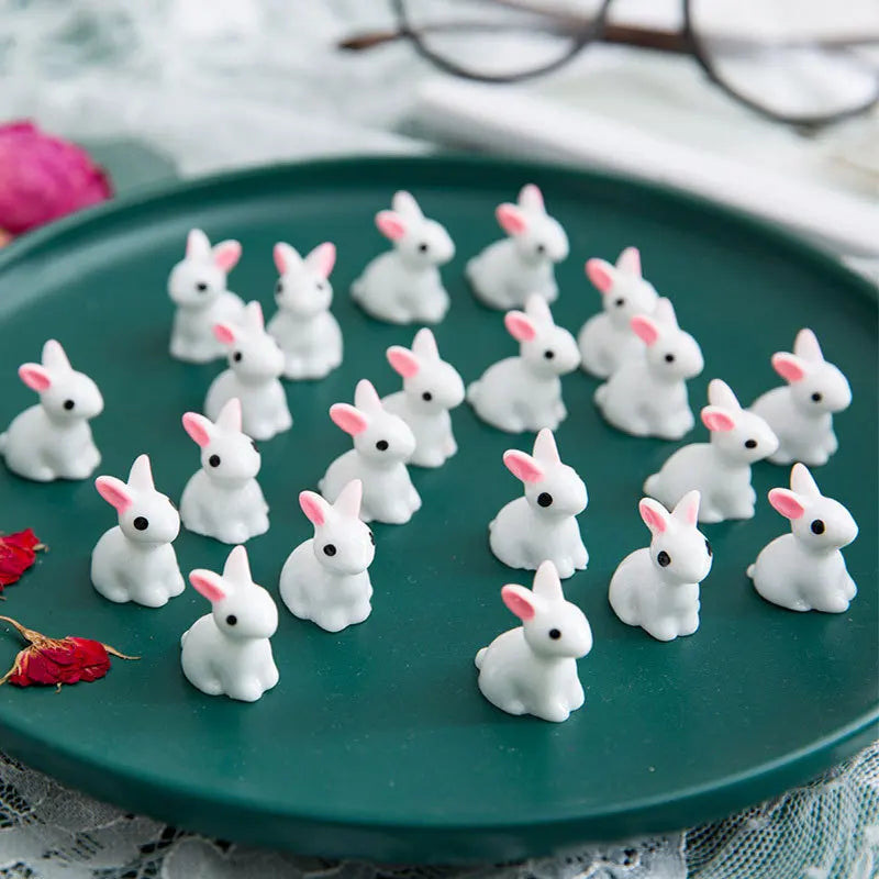 Mini Easter Bunny Figurines Hand-Painted Resin Rabbits 6/12/18 Pc