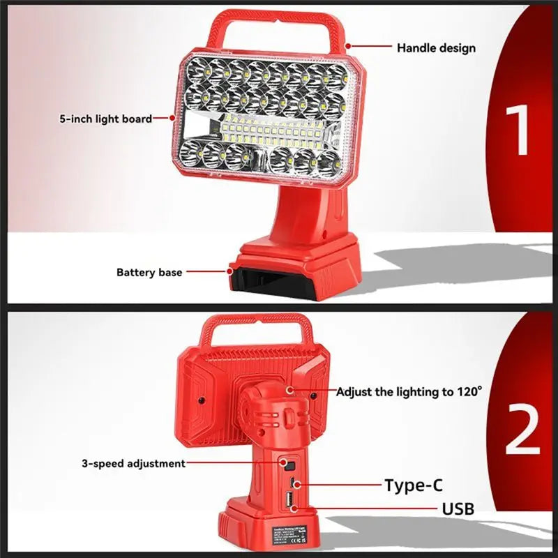 VIBE 2000LM 18W USB LED Work Light – M18 18V Compatible
