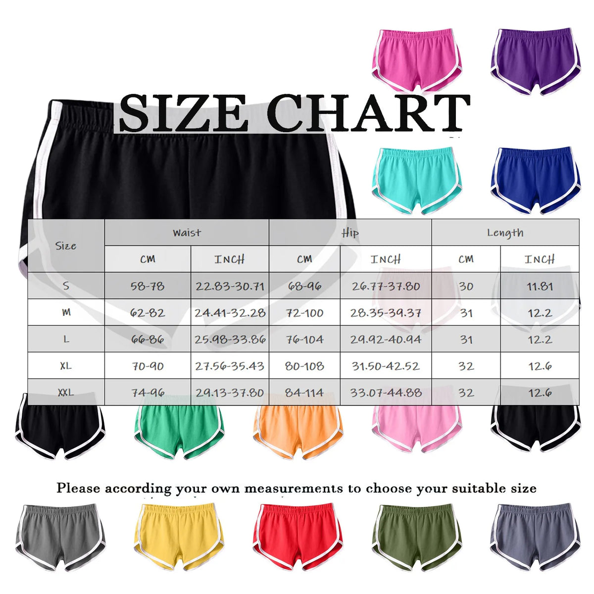 Women's Candy Color Sports Shorts – Elastic Waist Summer Casual