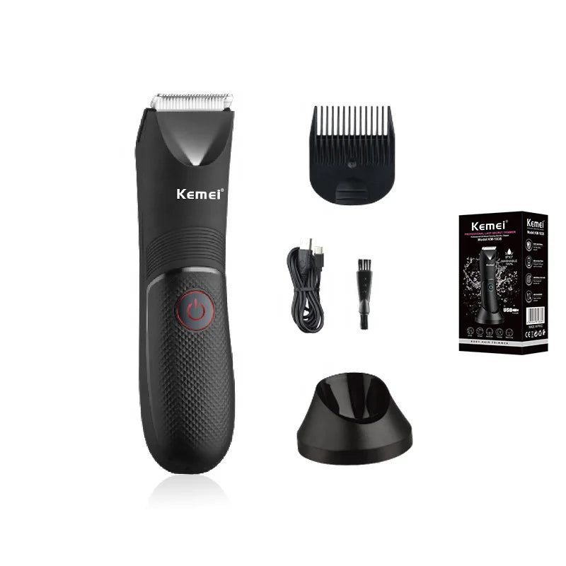 Kemei Ceramic Blade Body Hair Trimmer – Waterproof Wet & Dry