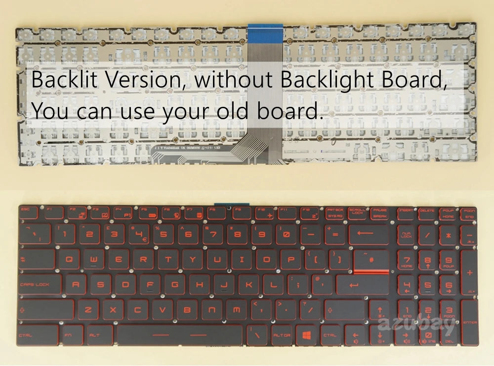 AZUBAY Red Backlit Keyboard for MSI GL63 GV72 GP65 GP75