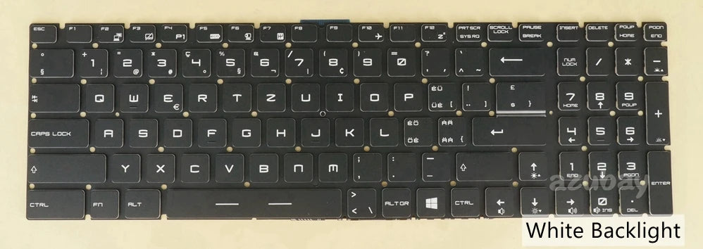 White Backlit Keyboard for MSI WT75 P75 WE65 WE75 Multi-Language