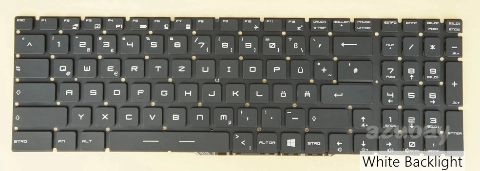 White Backlit Keyboard for MSI WT75 P75 WE65 WE75 Multi-Language