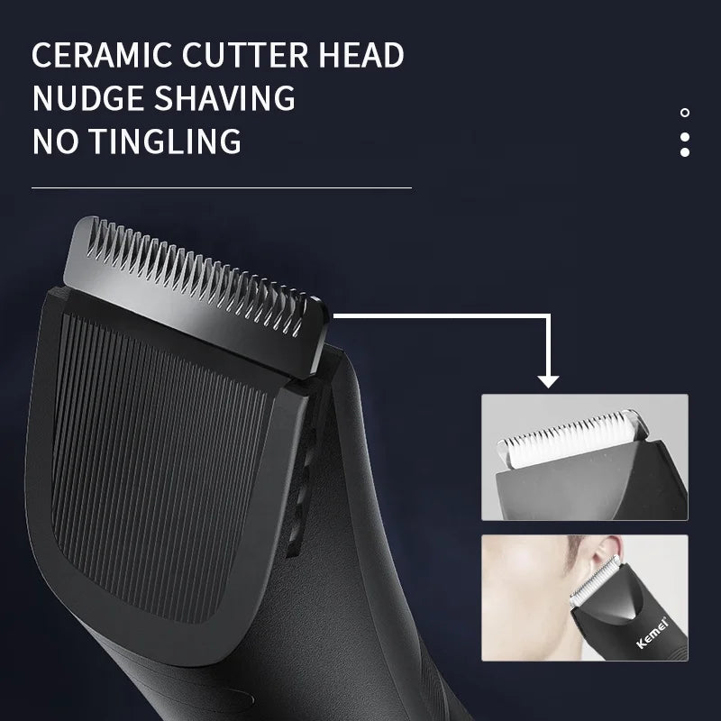 Kemei Ceramic Blade Body Hair Trimmer – Waterproof Wet & Dry