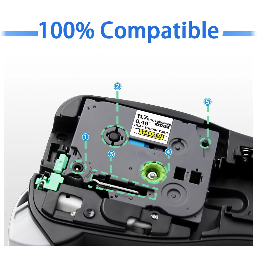 Labelwell Heat Shrink Tube Tape for Brother HSe P-Touch Printer